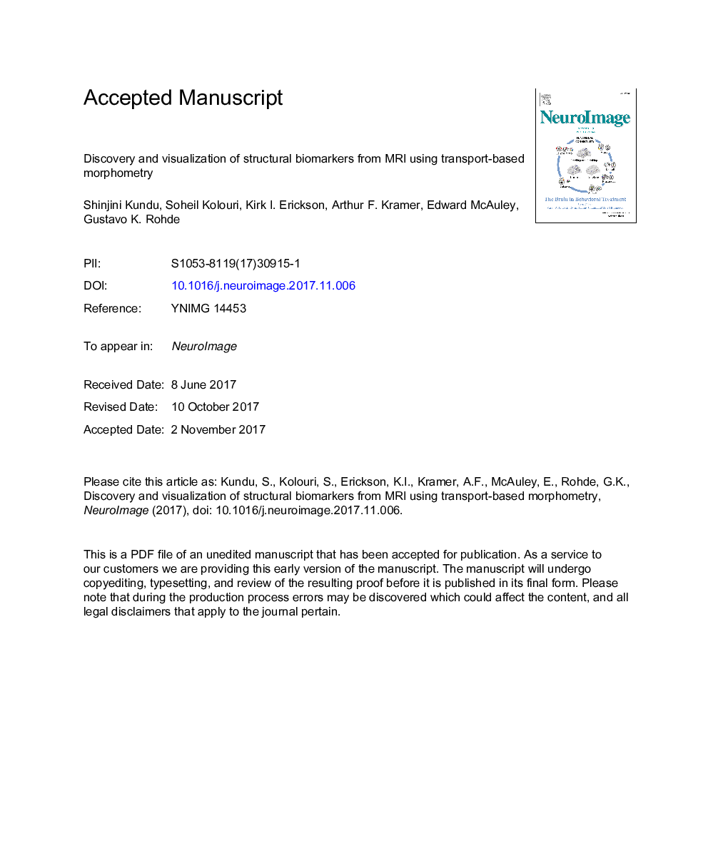 Discovery and visualization of structural biomarkers from MRI using transport-based morphometry