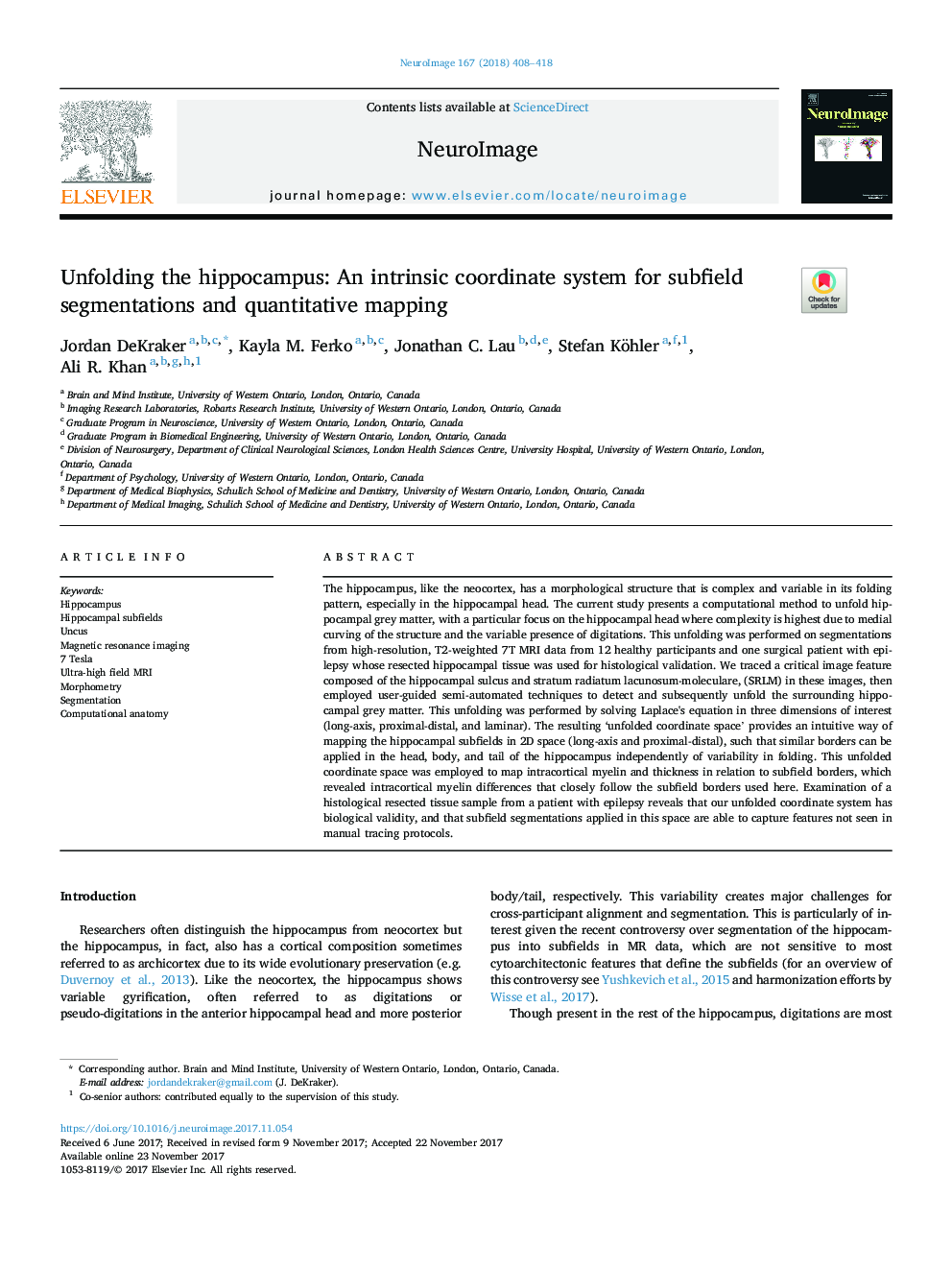 Unfolding the hippocampus: An intrinsic coordinate system for subfield segmentations and quantitative mapping