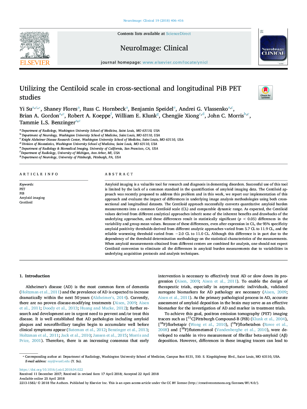 Utilizing the Centiloid scale in cross-sectional and longitudinal PiB PET studies