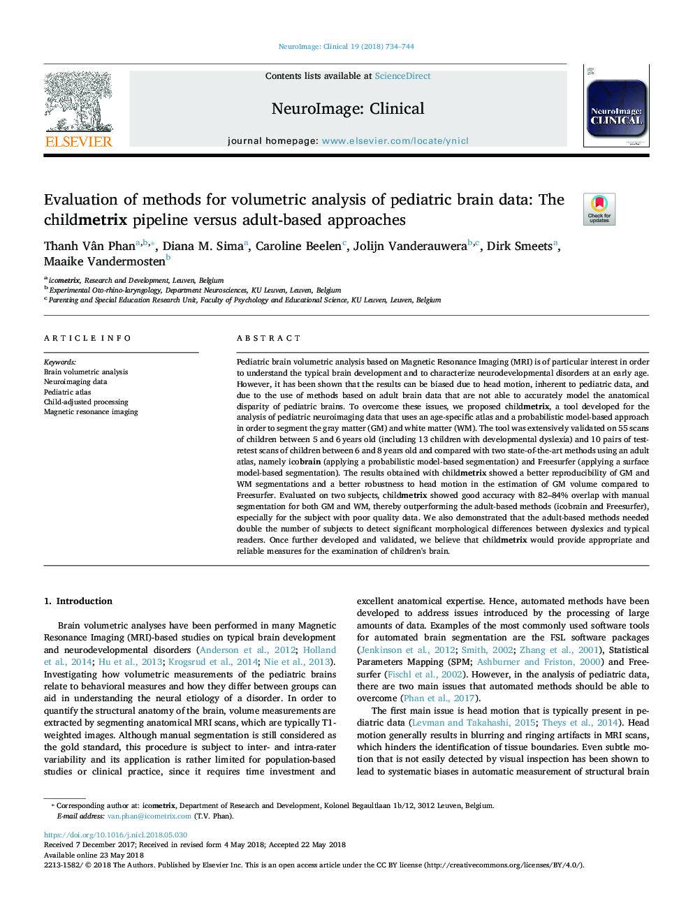 Evaluation of methods for volumetric analysis of pediatric brain data: The childmetrix pipeline versus adult-based approaches