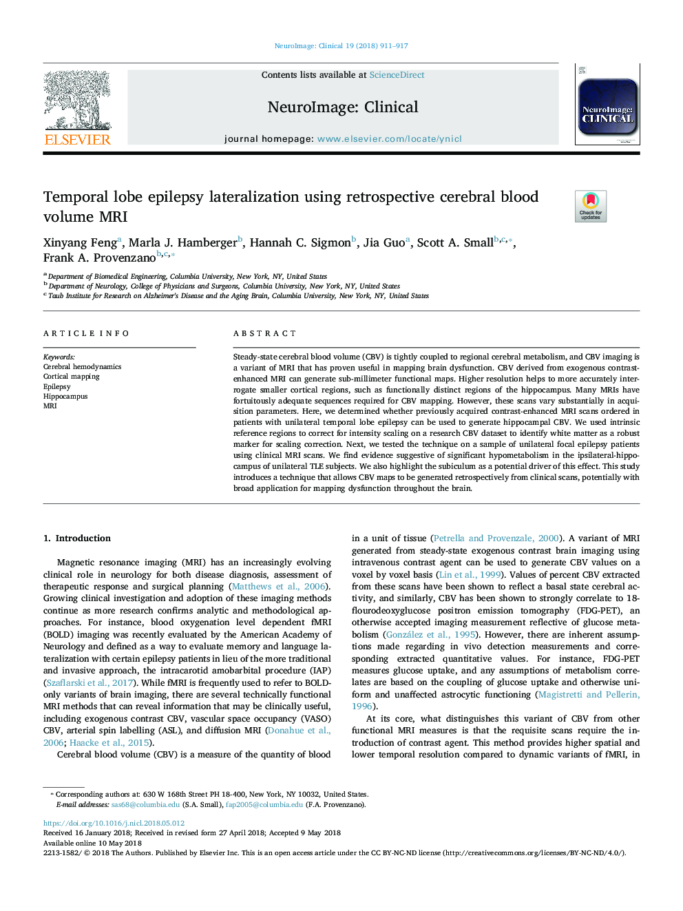 Temporal lobe epilepsy lateralization using retrospective cerebral blood volume MRI