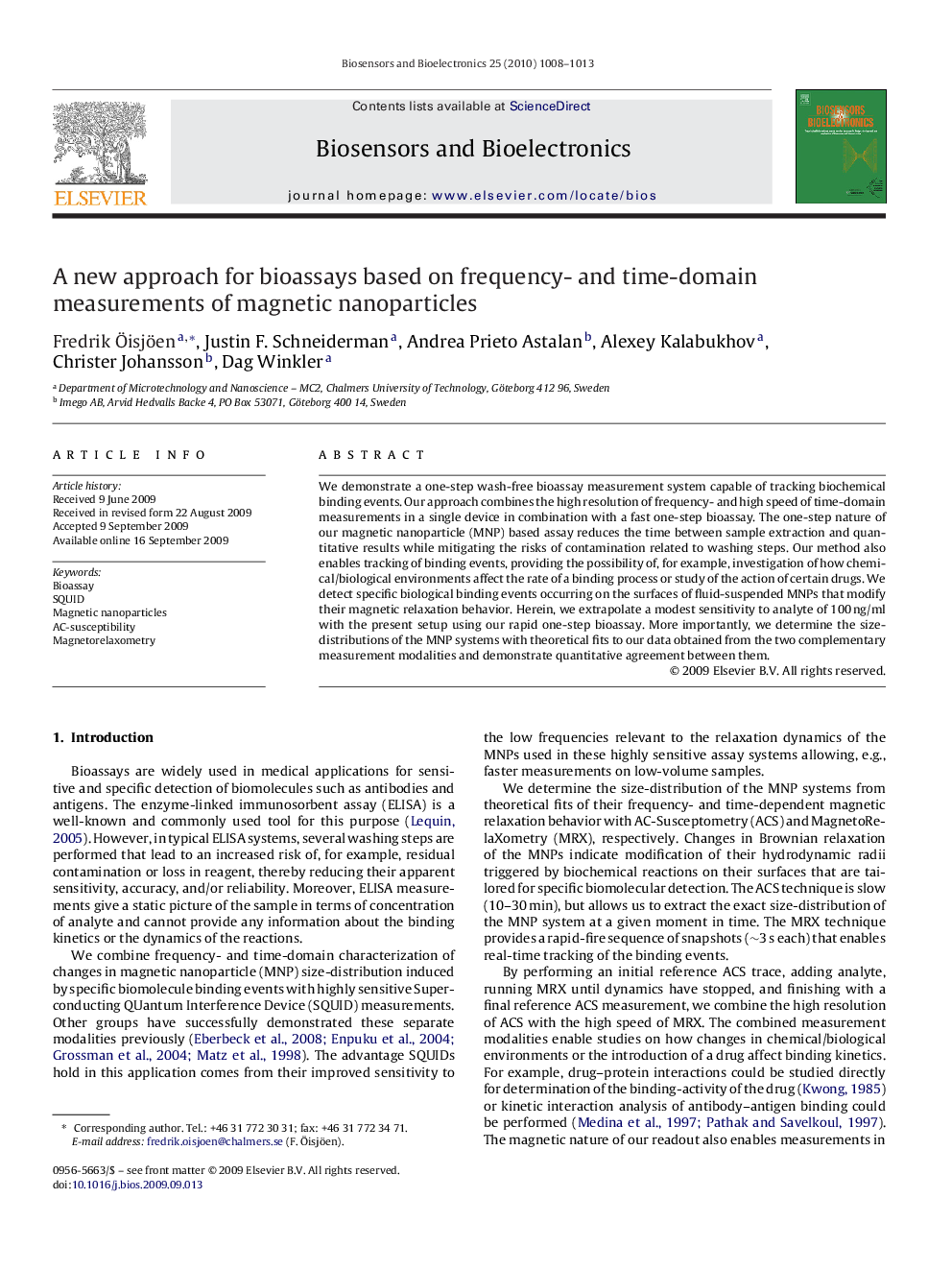 A new approach for bioassays based on frequency- and time-domain measurements of magnetic nanoparticles