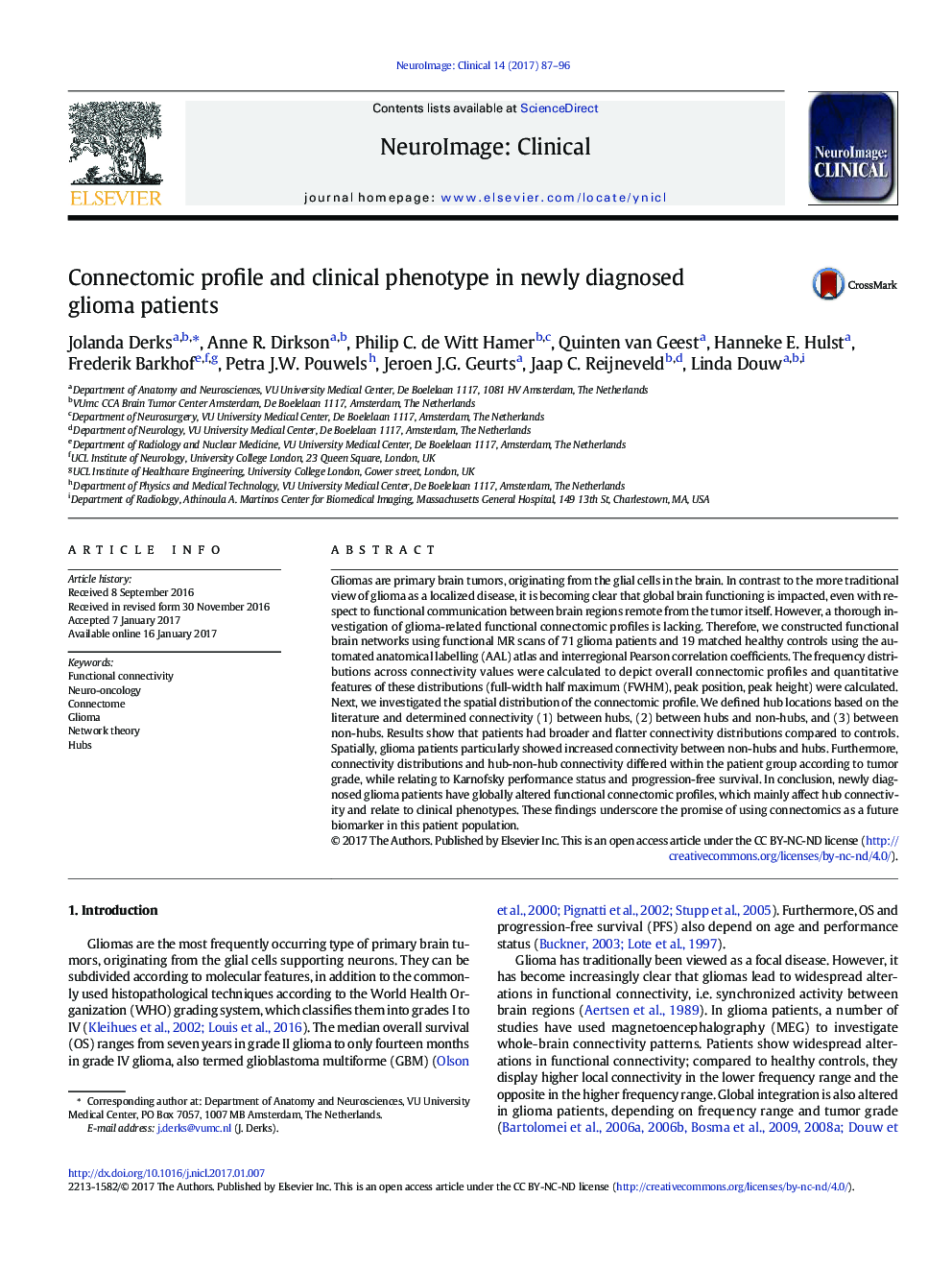 Connectomic profile and clinical phenotype in newly diagnosed glioma patients