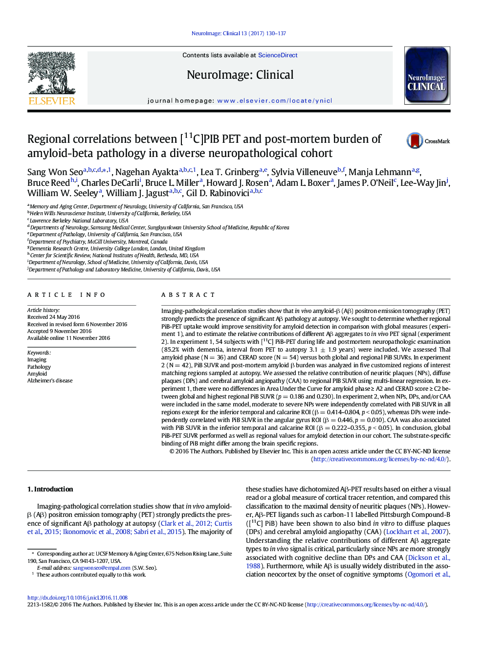 Regional correlations between [11C]PIB PET and post-mortem burden of amyloid-beta pathology in a diverse neuropathological cohort