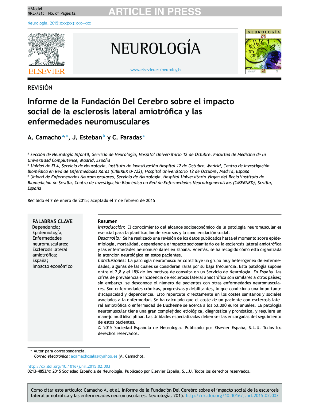 Informe de la Fundación Del Cerebro sobre el impacto social de la esclerosis lateral amiotrófica y las enfermedades neuromusculares