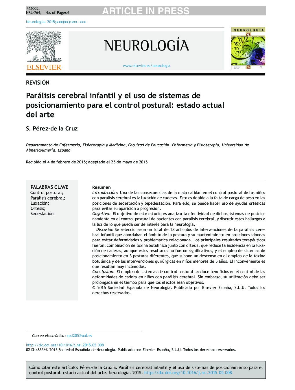 Parálisis cerebral infantil y el uso de sistemas de posicionamiento para el control postural: estado actual del arte