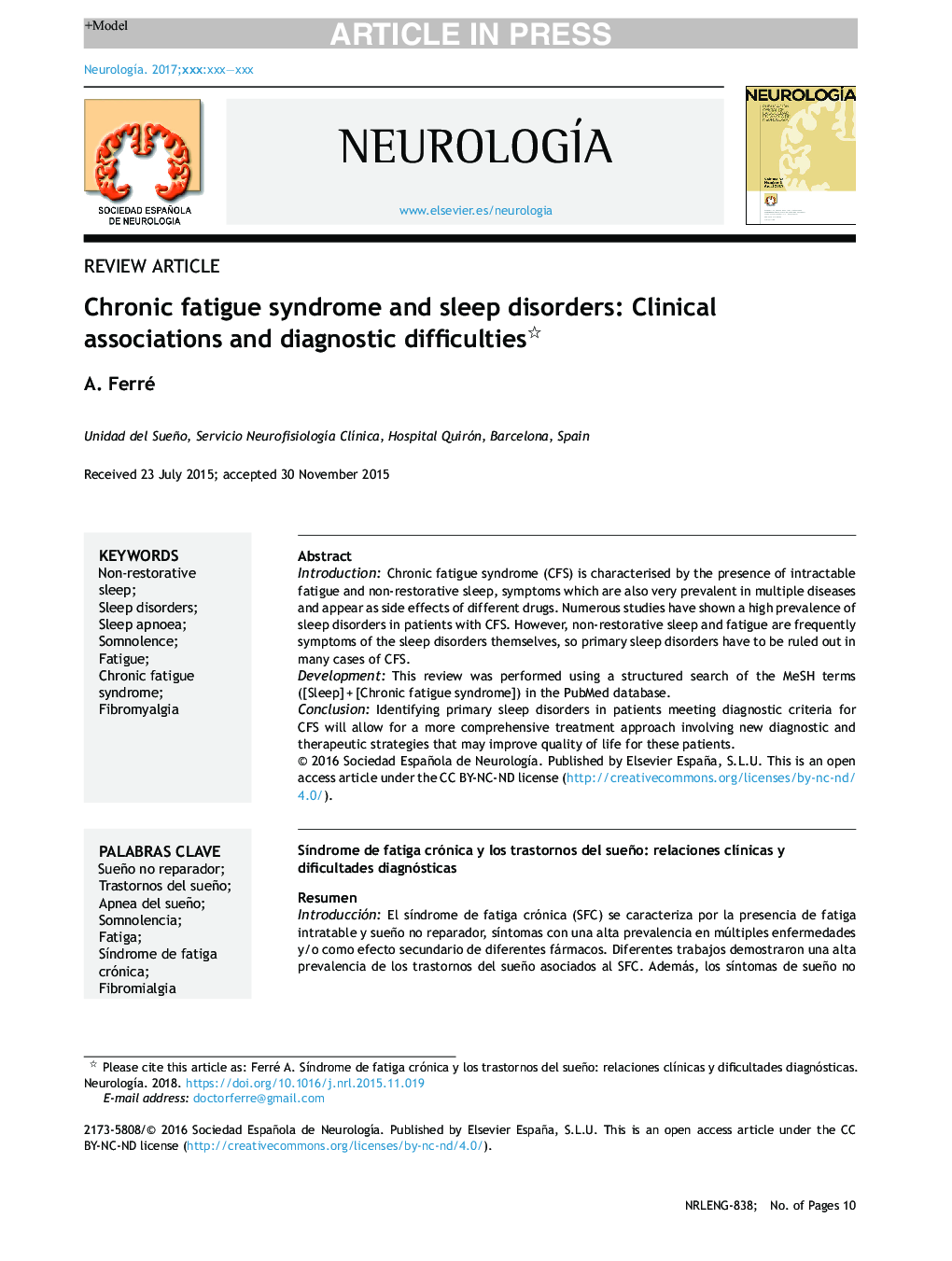 Chronic fatigue syndrome and sleep disorders: Clinical associations and diagnostic difficulties