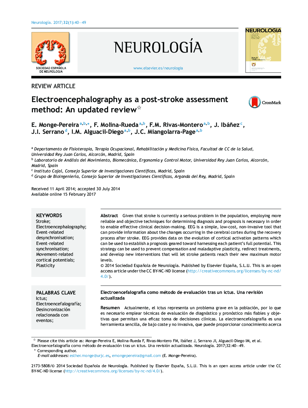 Electroencephalography as a post-stroke assessment method: An updated review