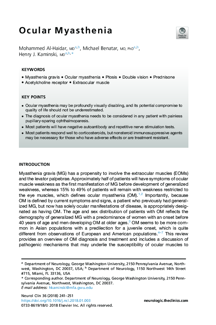 Ocular Myasthenia