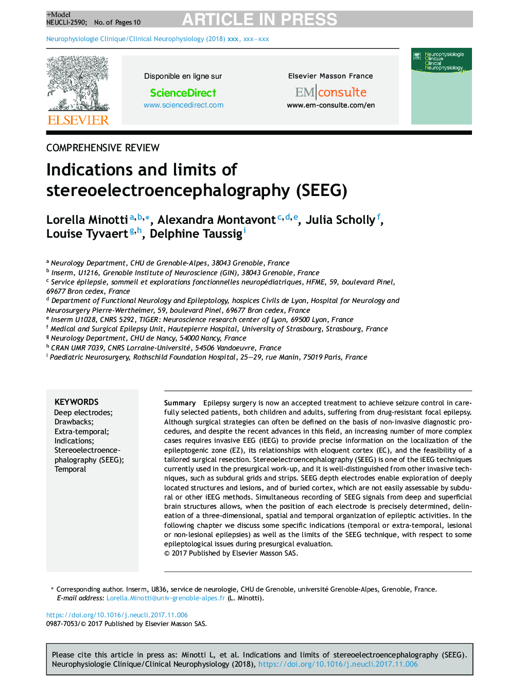 Indications and limits of stereoelectroencephalography (SEEG)