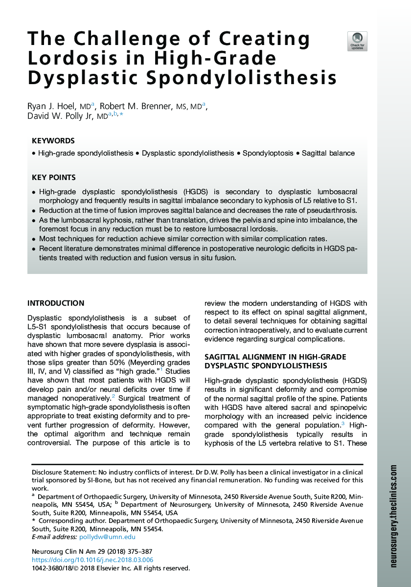 The Challenge of Creating Lordosis in High-Grade Dysplastic Spondylolisthesis