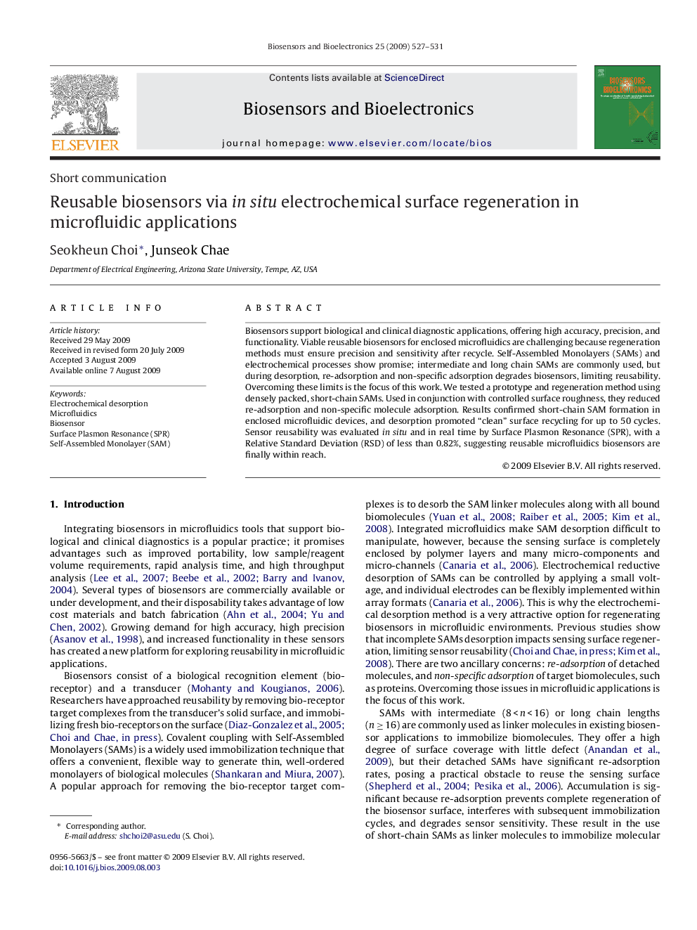 Reusable biosensors via in situ electrochemical surface regeneration in microfluidic applications