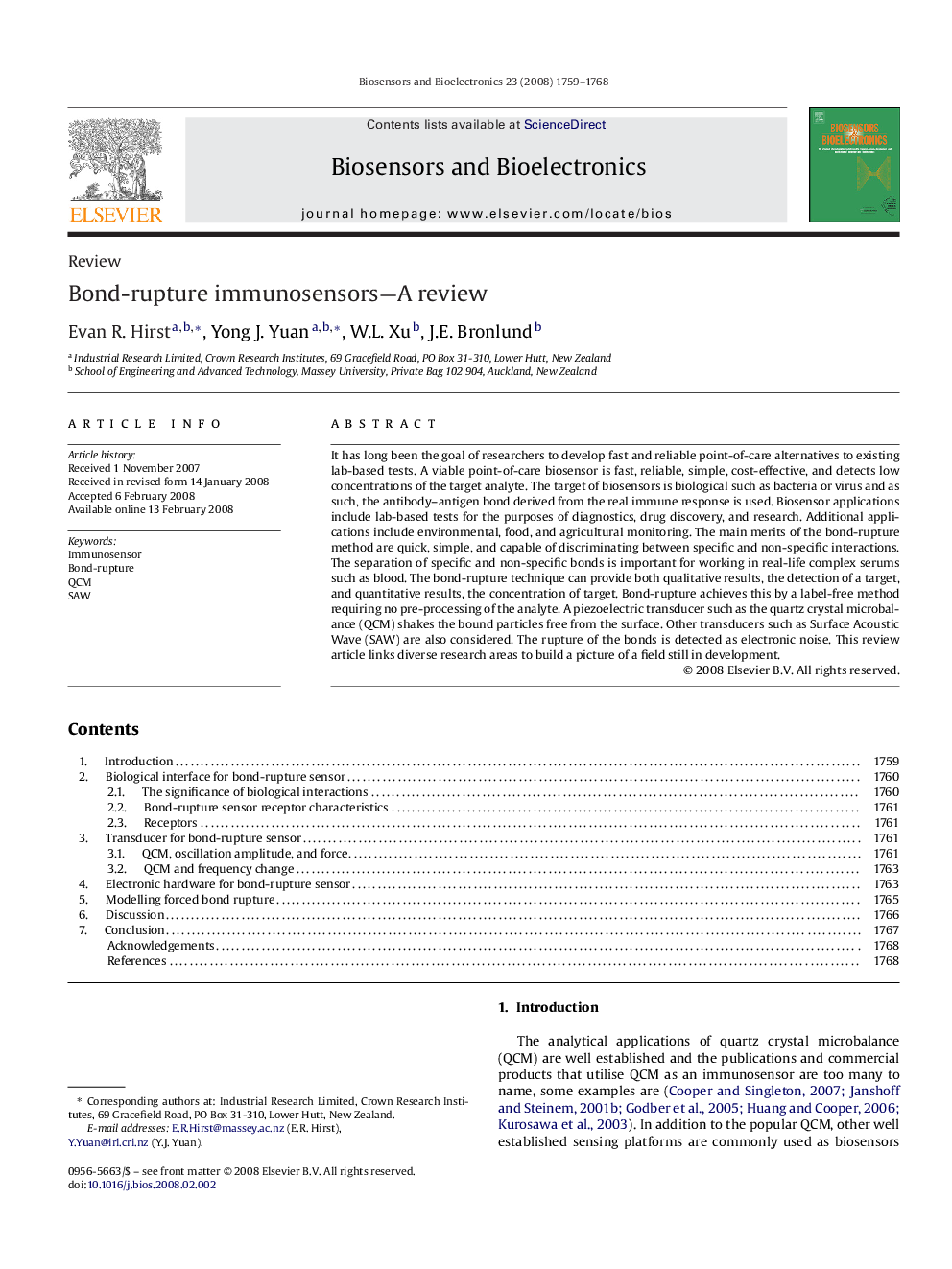 عکس صفحه اول مقاله: Bond-rupture immunosensors—A review Bond-rupture immunosensors—A review