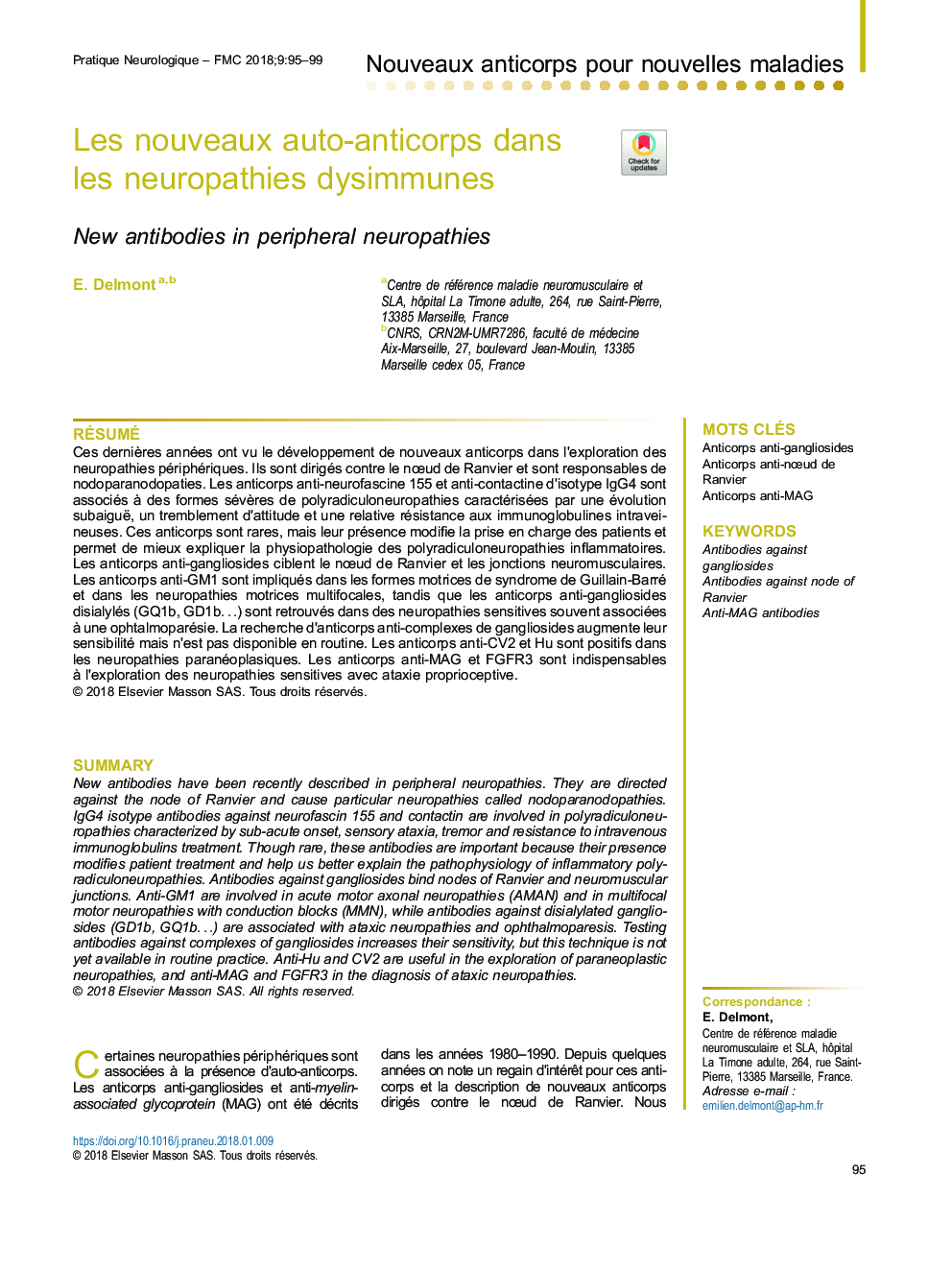 Les nouveaux auto-anticorps dans les neuropathies dysimmunes