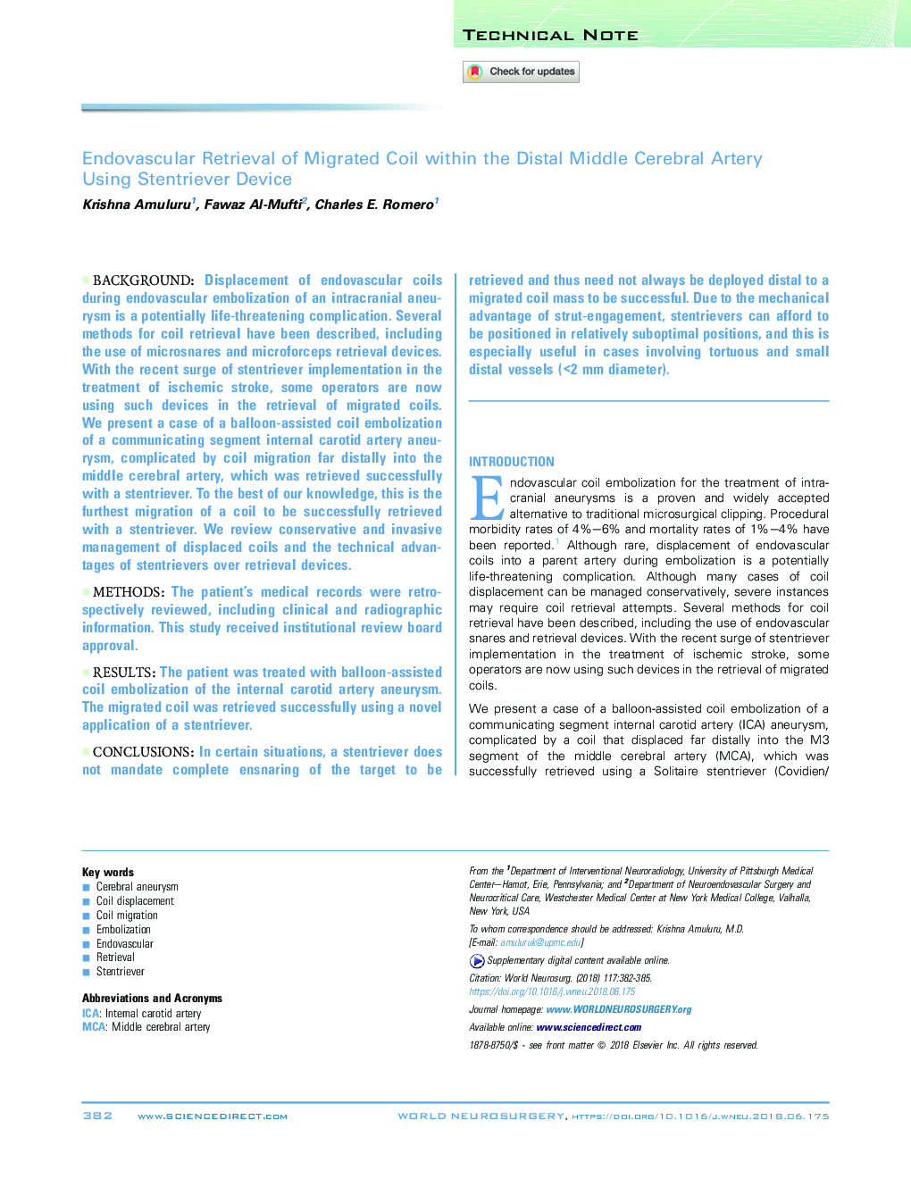 Endovascular Retrieval of Migrated Coil within the Distal Middle Cerebral Artery Using Stentriever Device