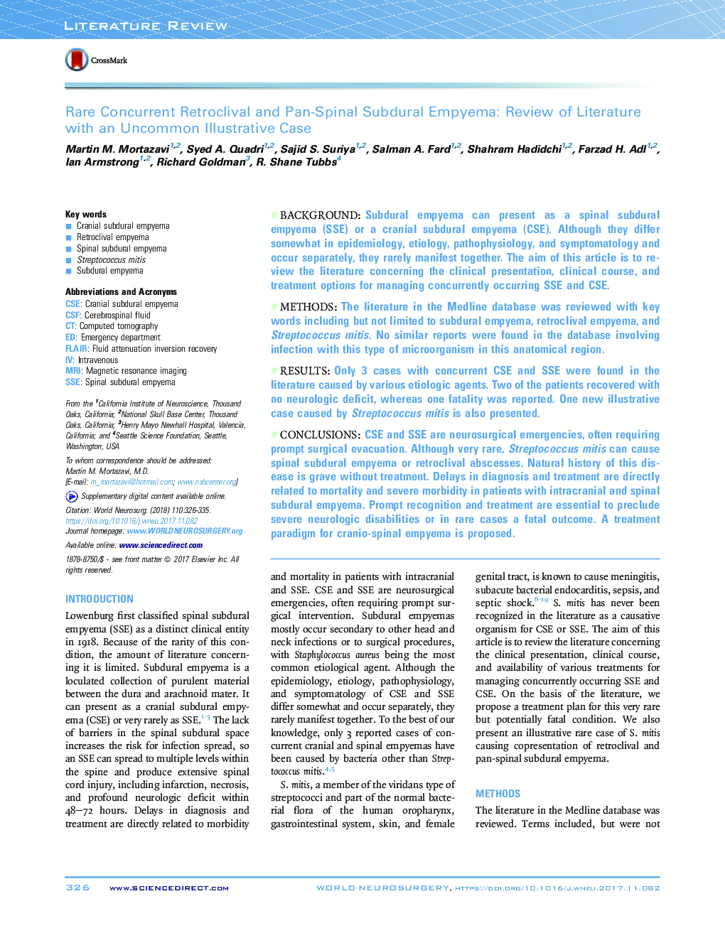 Rare Concurrent Retroclival and Pan-Spinal Subdural Empyema: Review of Literature with an Uncommon Illustrative Case
