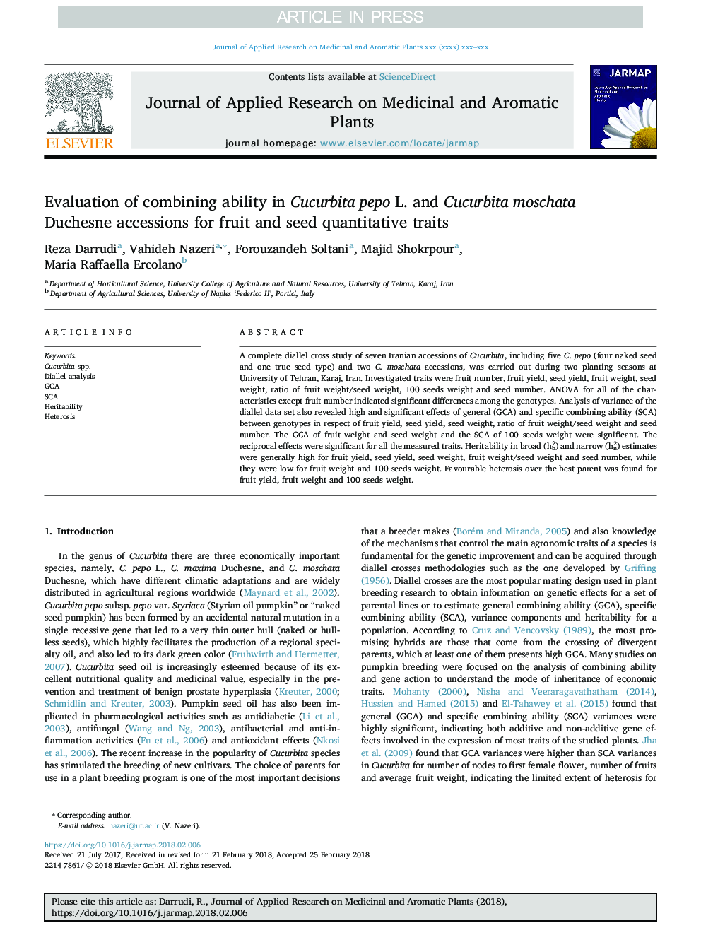 Evaluation of combining ability in Cucurbita pepo L. and Cucurbita moschata Duchesne accessions for fruit and seed quantitative traits