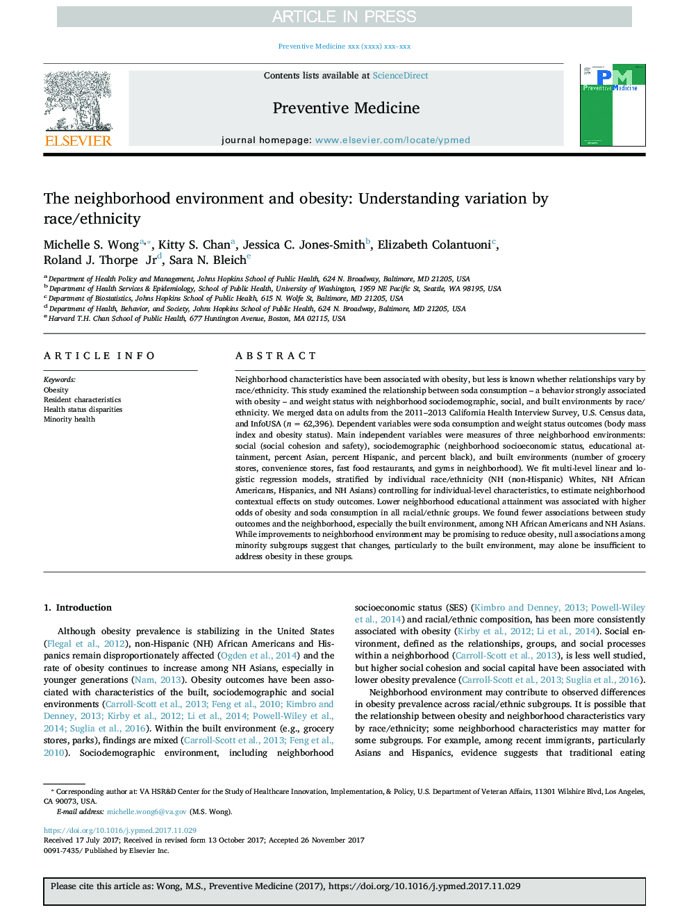 The neighborhood environment and obesity: Understanding variation by race/ethnicity