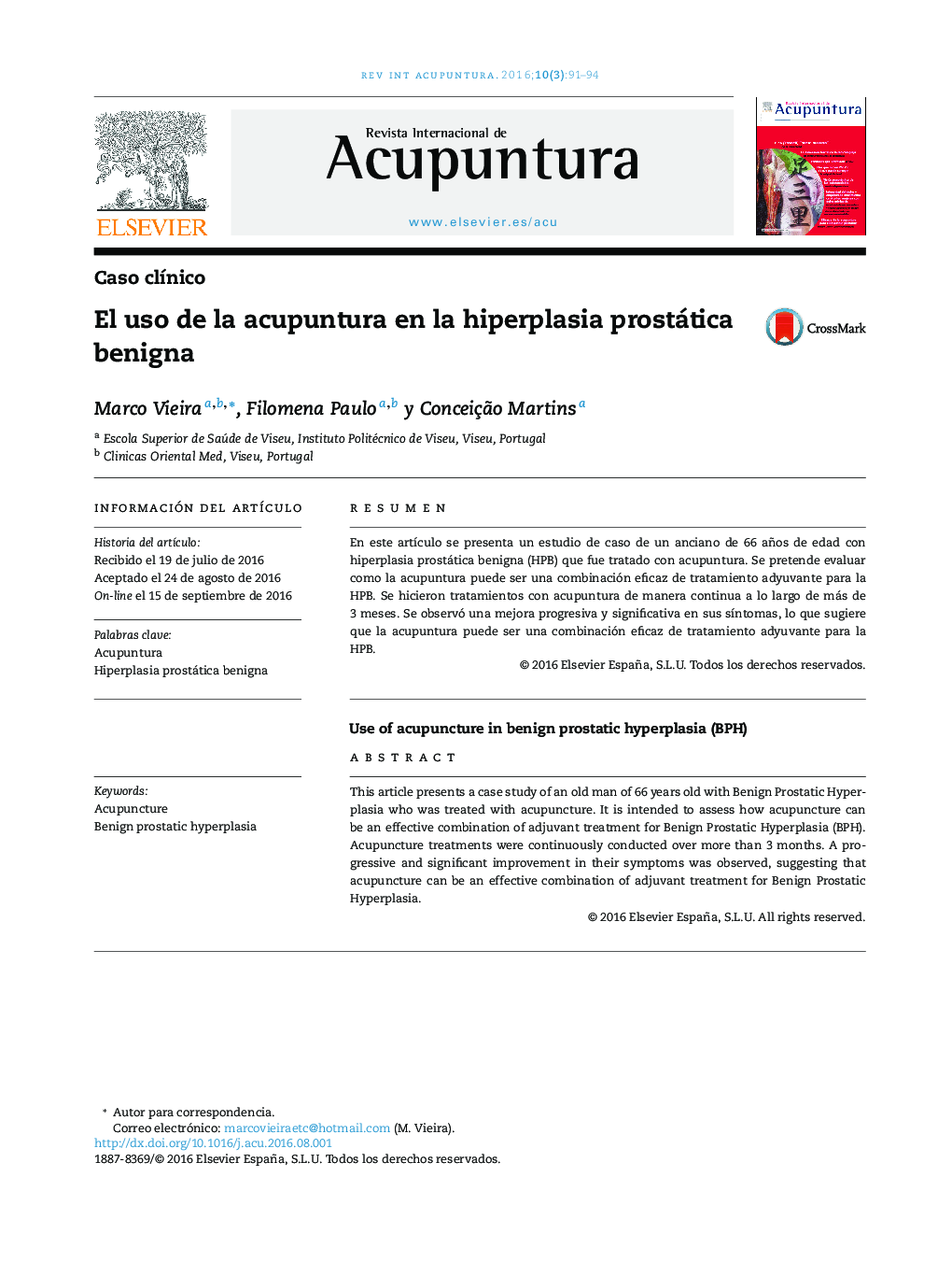 El uso de la acupuntura en la hiperplasia prostática benigna