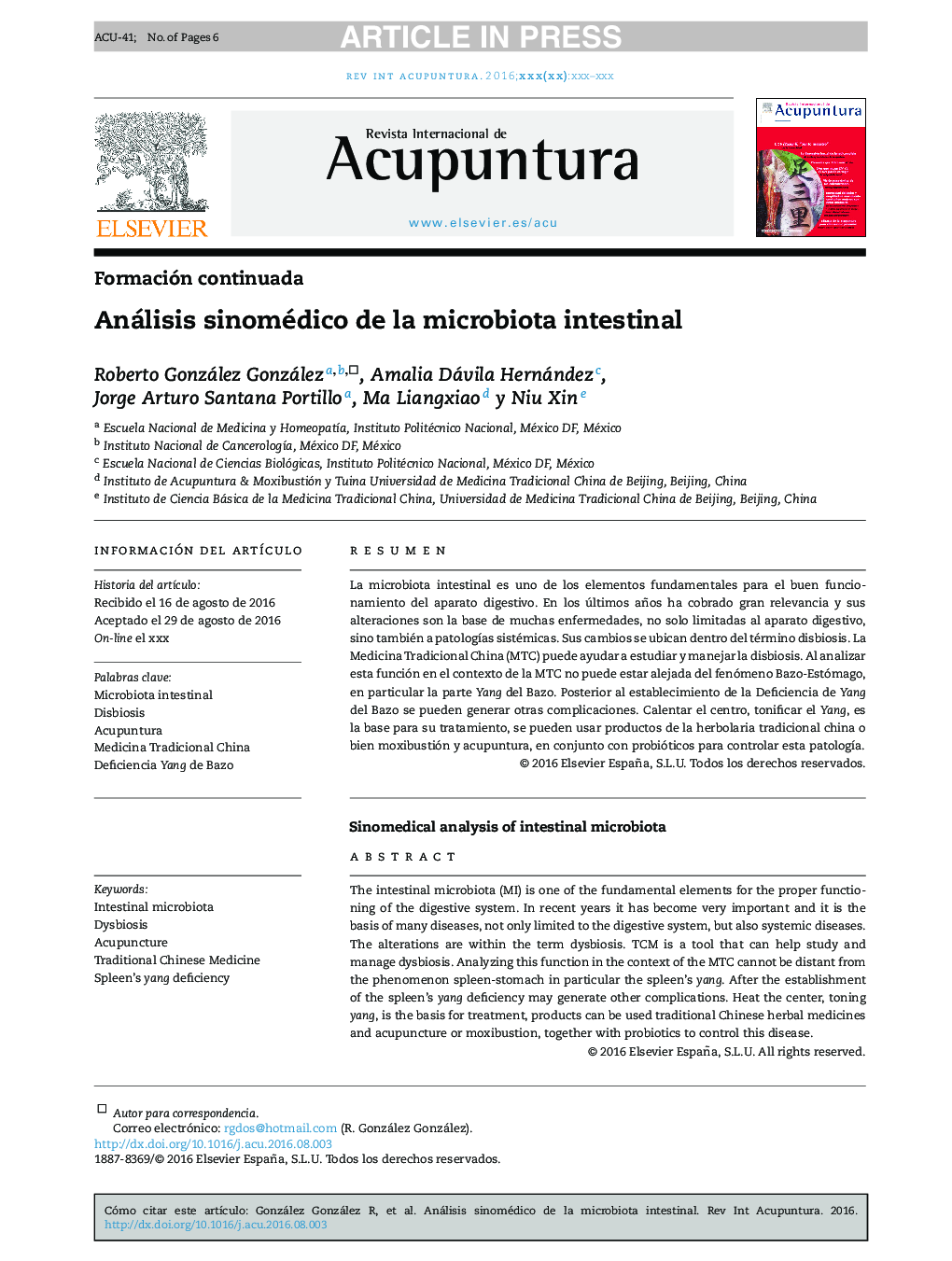 Análisis sinomédico de la microbiota intestinal