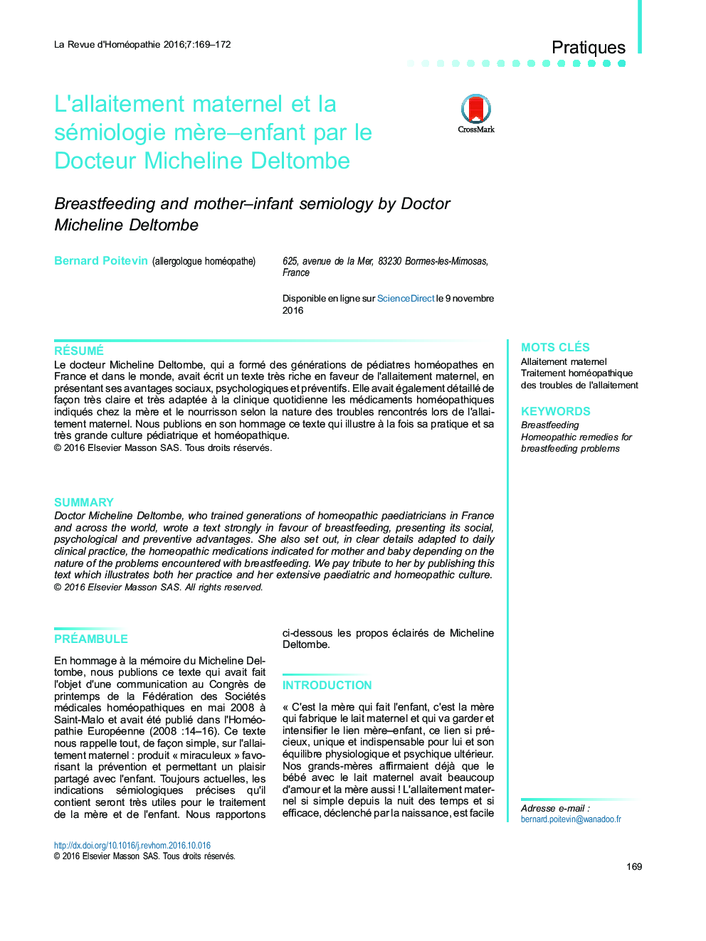 L'allaitement maternel et la sémiologie mÃ¨re-enfant par le Docteur Micheline Deltombe