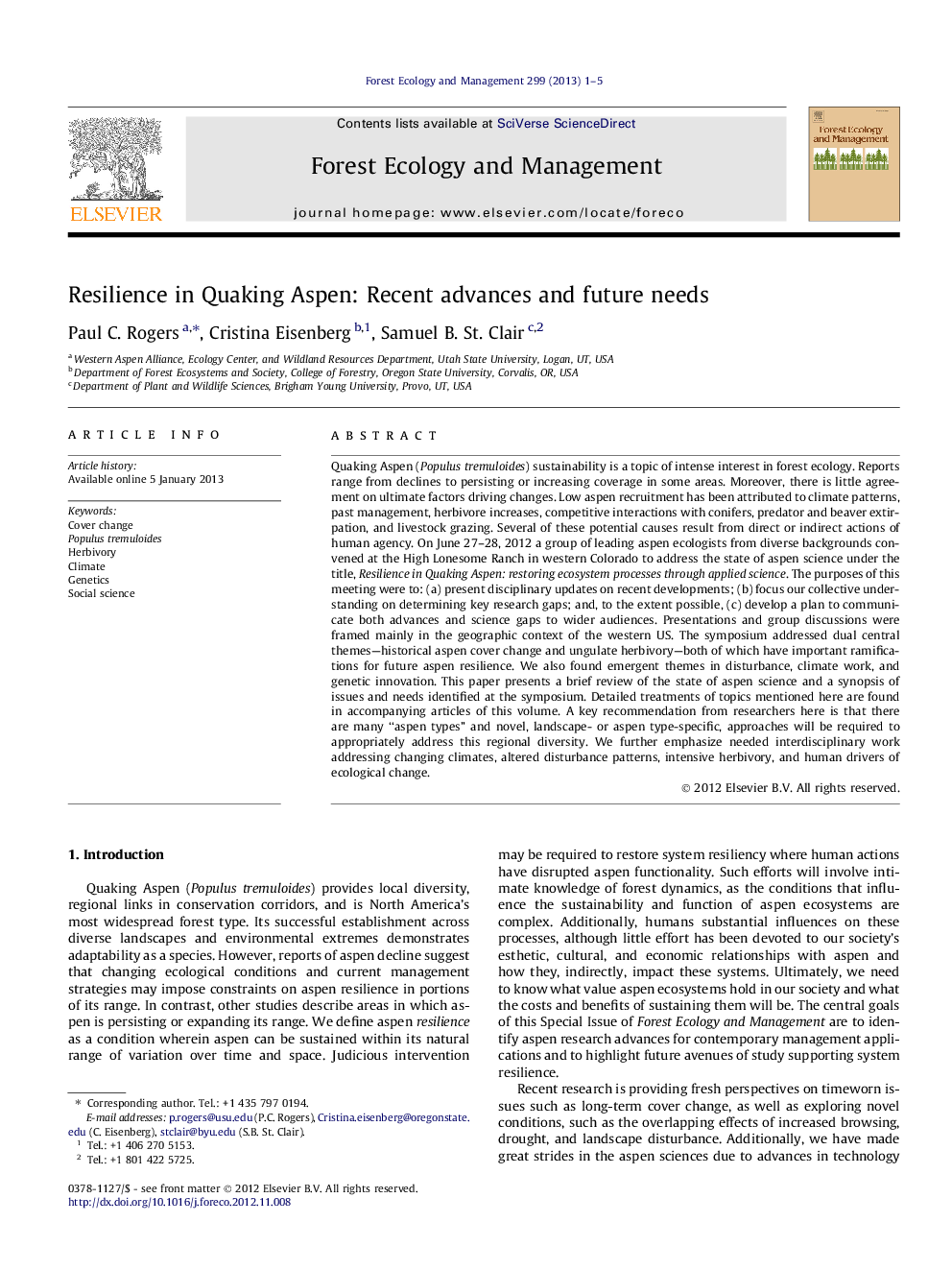 Resilience in Quaking Aspen: Recent advances and future needs