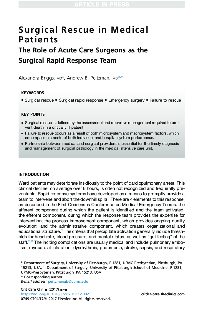 Surgical Rescue in Medical Patients