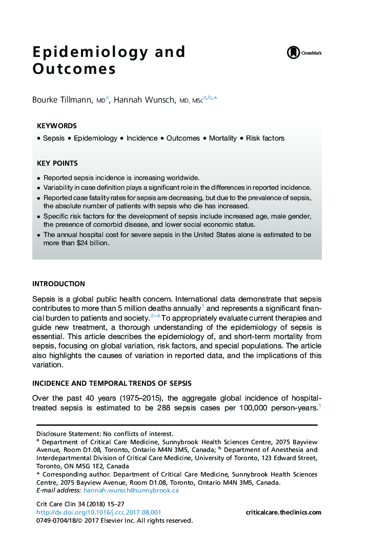 Epidemiology and Outcomes