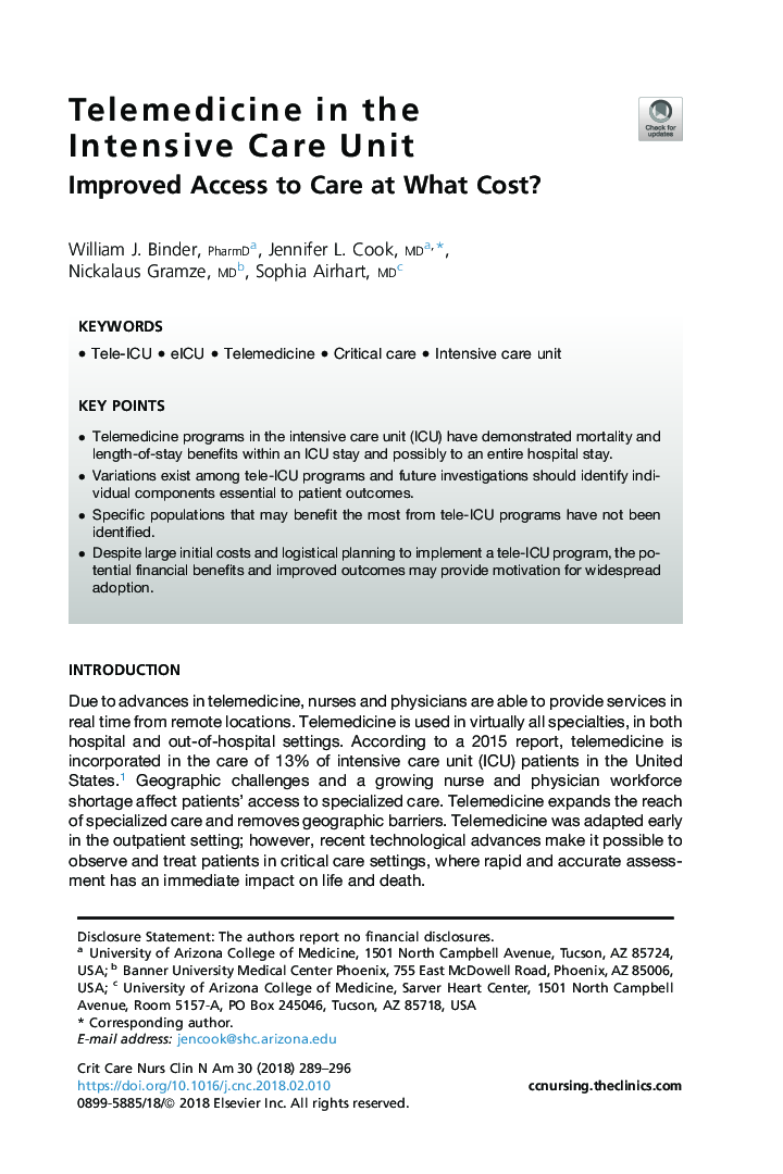 Telemedicine in the Intensive Care Unit