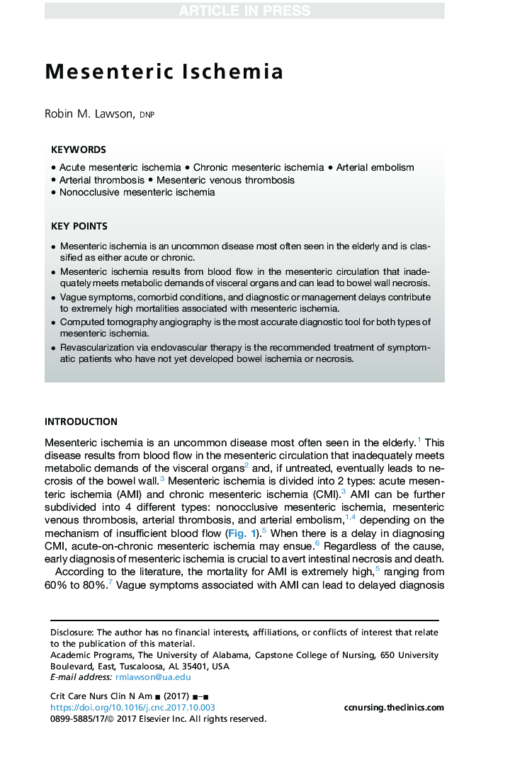 Mesenteric Ischemia