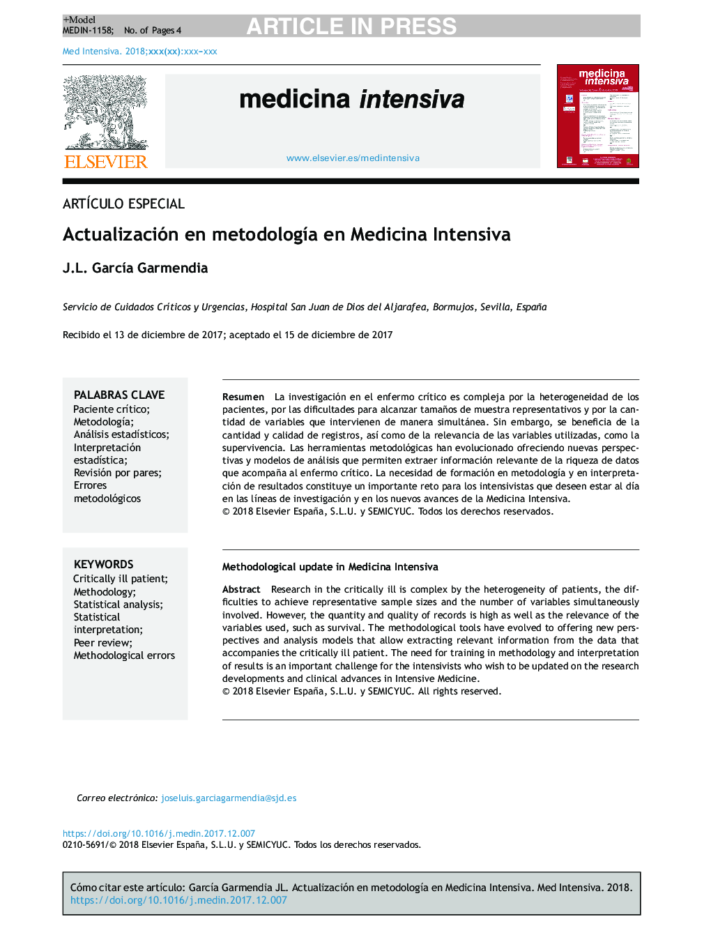 Actualización en metodologÃ­a en Medicina Intensiva