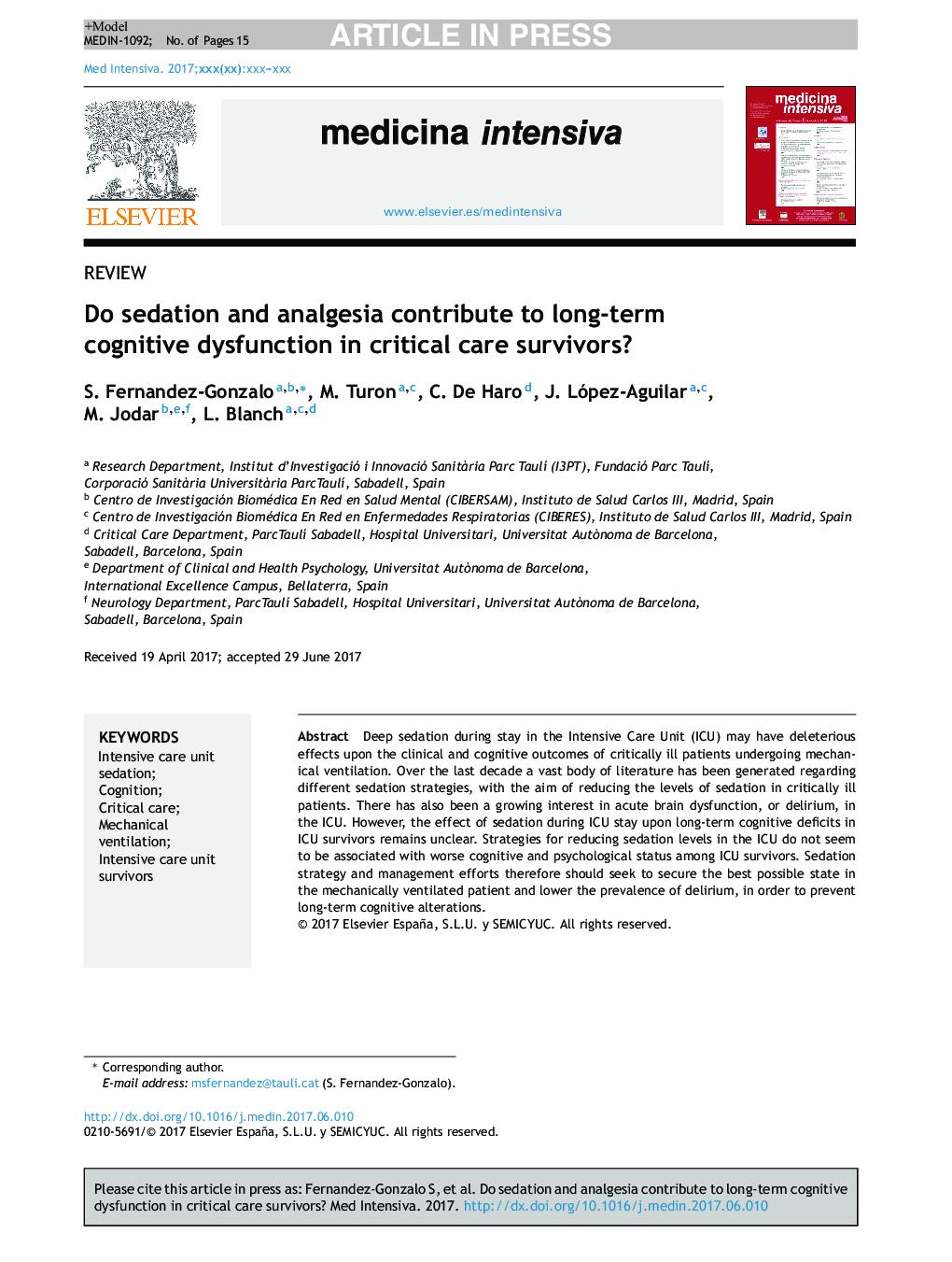 Do sedation and analgesia contribute to long-term cognitive dysfunction in critical care survivors?