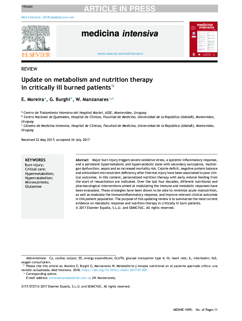 Update on metabolism and nutrition therapy in critically ill burned patients