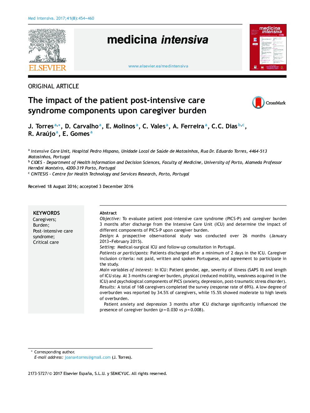 The impact of the patient post-intensive care syndrome components upon caregiver burden