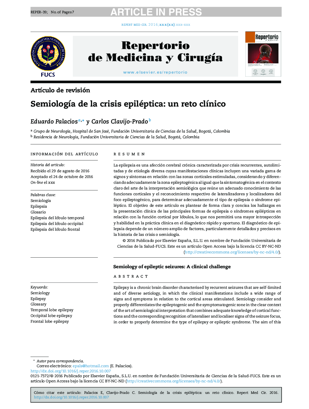 SemiologÃ­a de la crisis epiléptica: un reto clÃ­nico