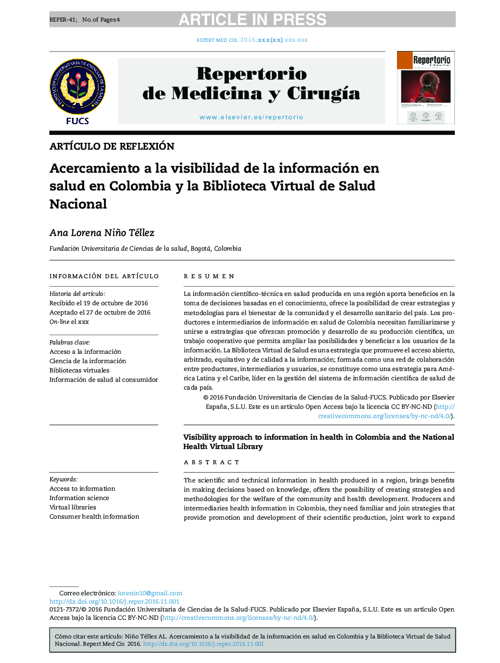 Acercamiento a la visibilidad de la información en salud en Colombia y la Biblioteca Virtual de Salud Nacional