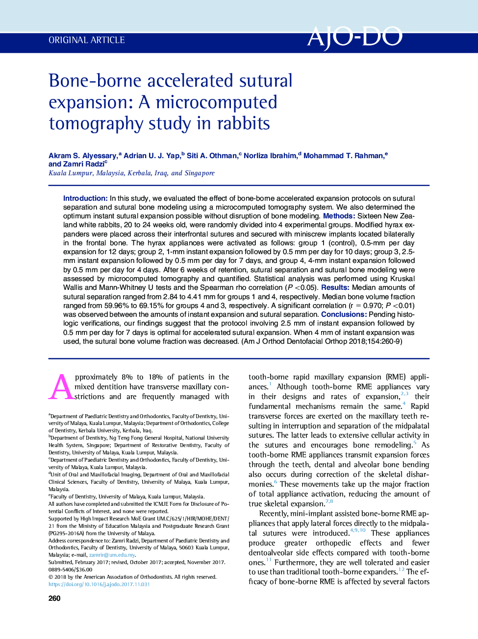 Bone-borne accelerated sutural expansion: A microcomputed tomography study in rabbits