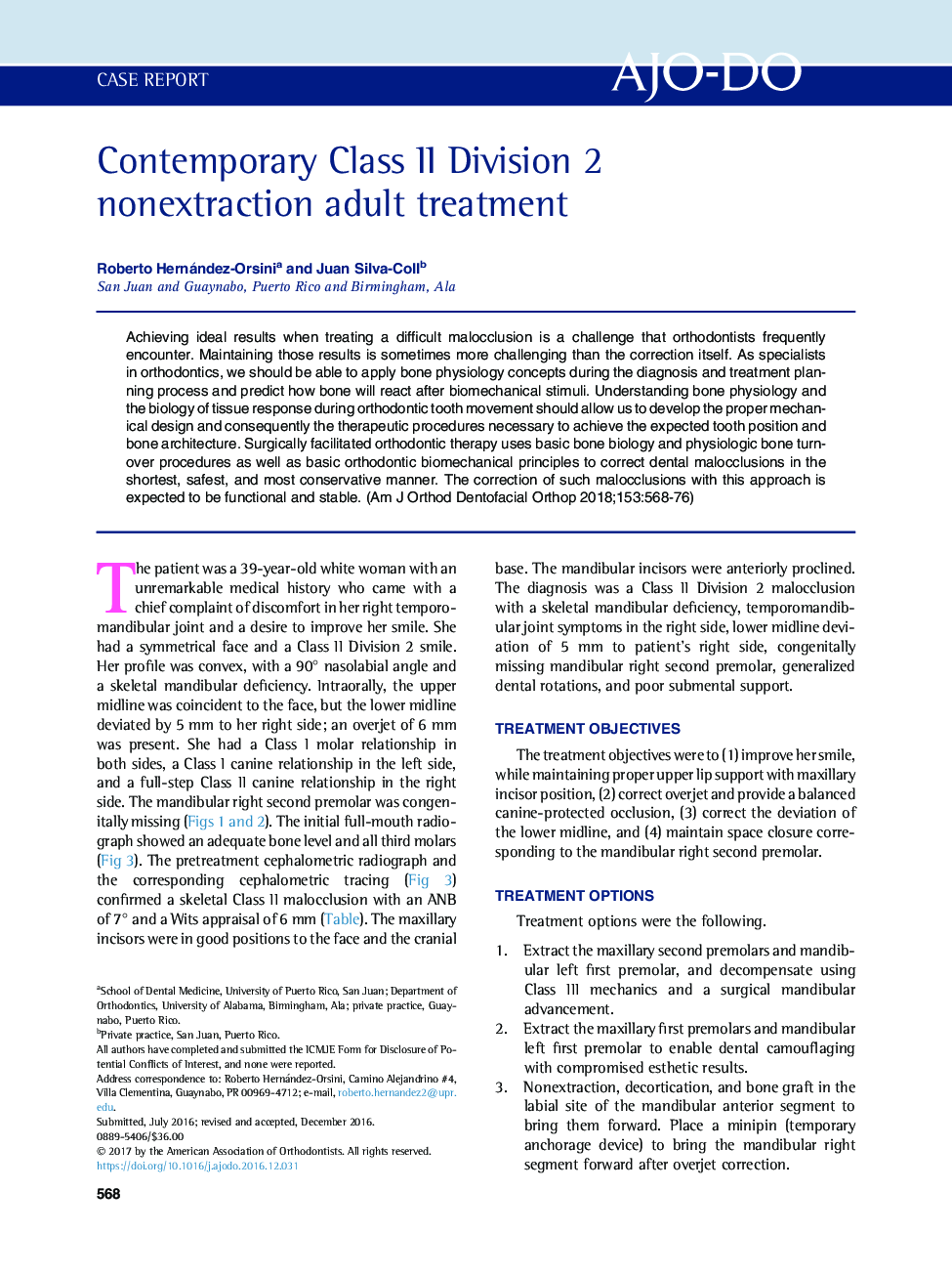 Contemporary Class II Division 2 nonextraction adult treatment