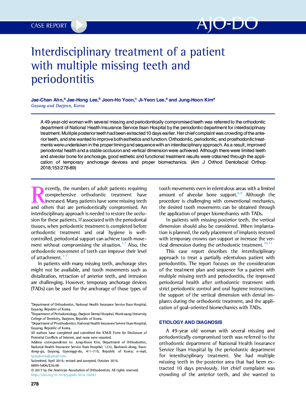 Interdisciplinary treatment of a patient with multiple missing teeth and periodontitis