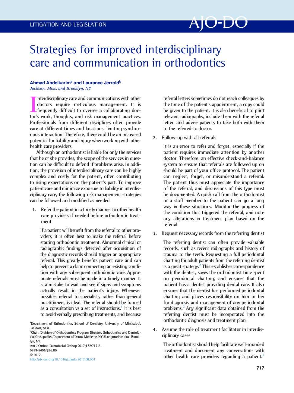 Strategies for improved interdisciplinary care and communication in orthodontics