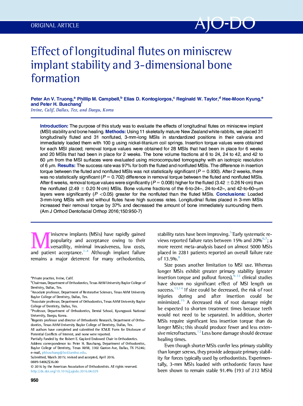 Effect of longitudinal flutes on miniscrew implant stability and 3-dimensional bone formation