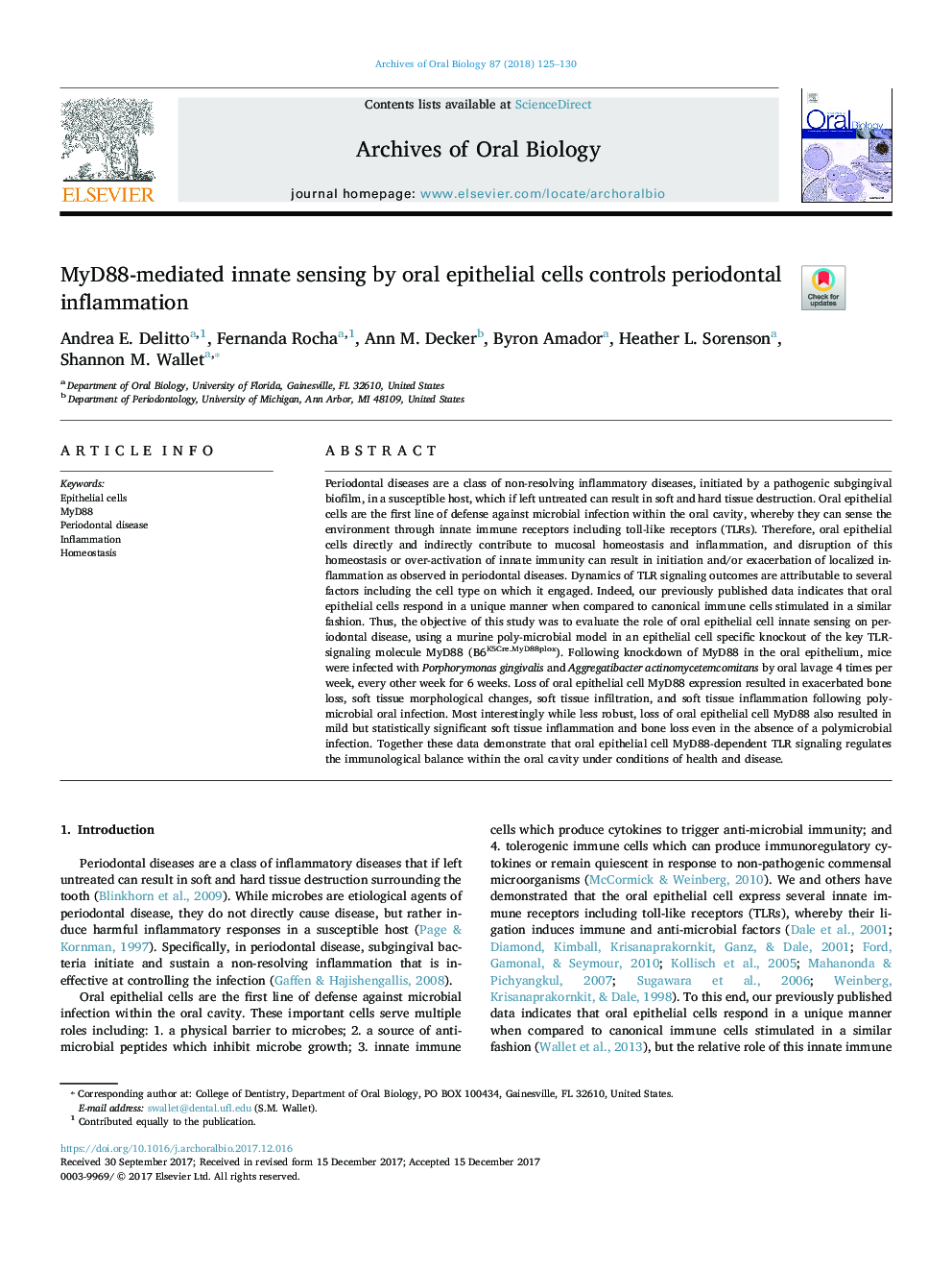 عکس صفحه اول مقاله: MyD88-mediated innate sensing by oral epithelial cells controls periodontal inflammation MyD88-mediated innate sensing by oral epithelial cells controls periodontal inflammation
