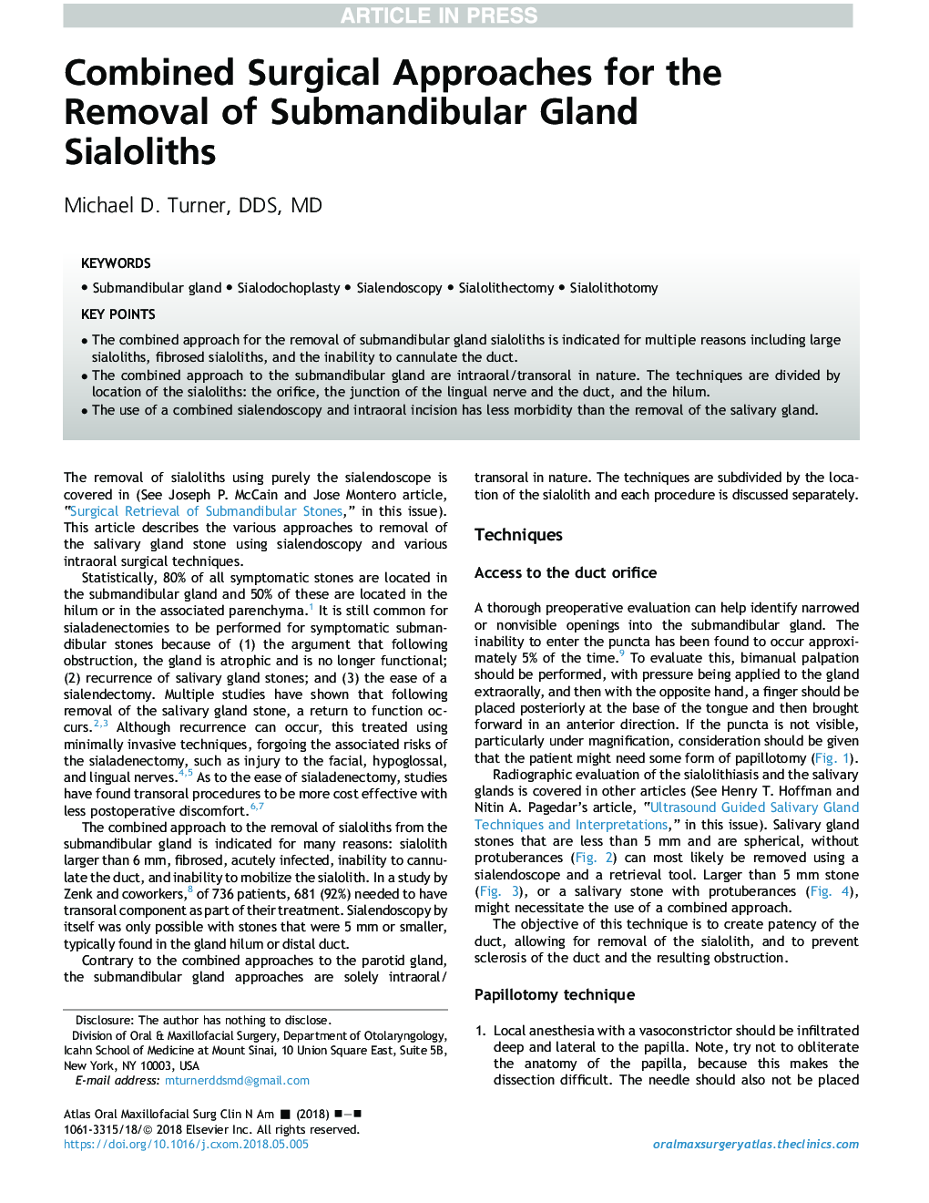 Combined Surgical Approaches for the Removal of Submandibular Gland Sialoliths