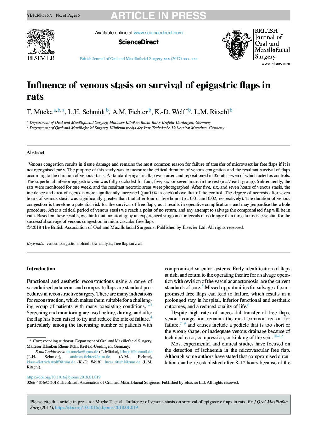 Influence of venous stasis on survival of epigastric flaps in rats