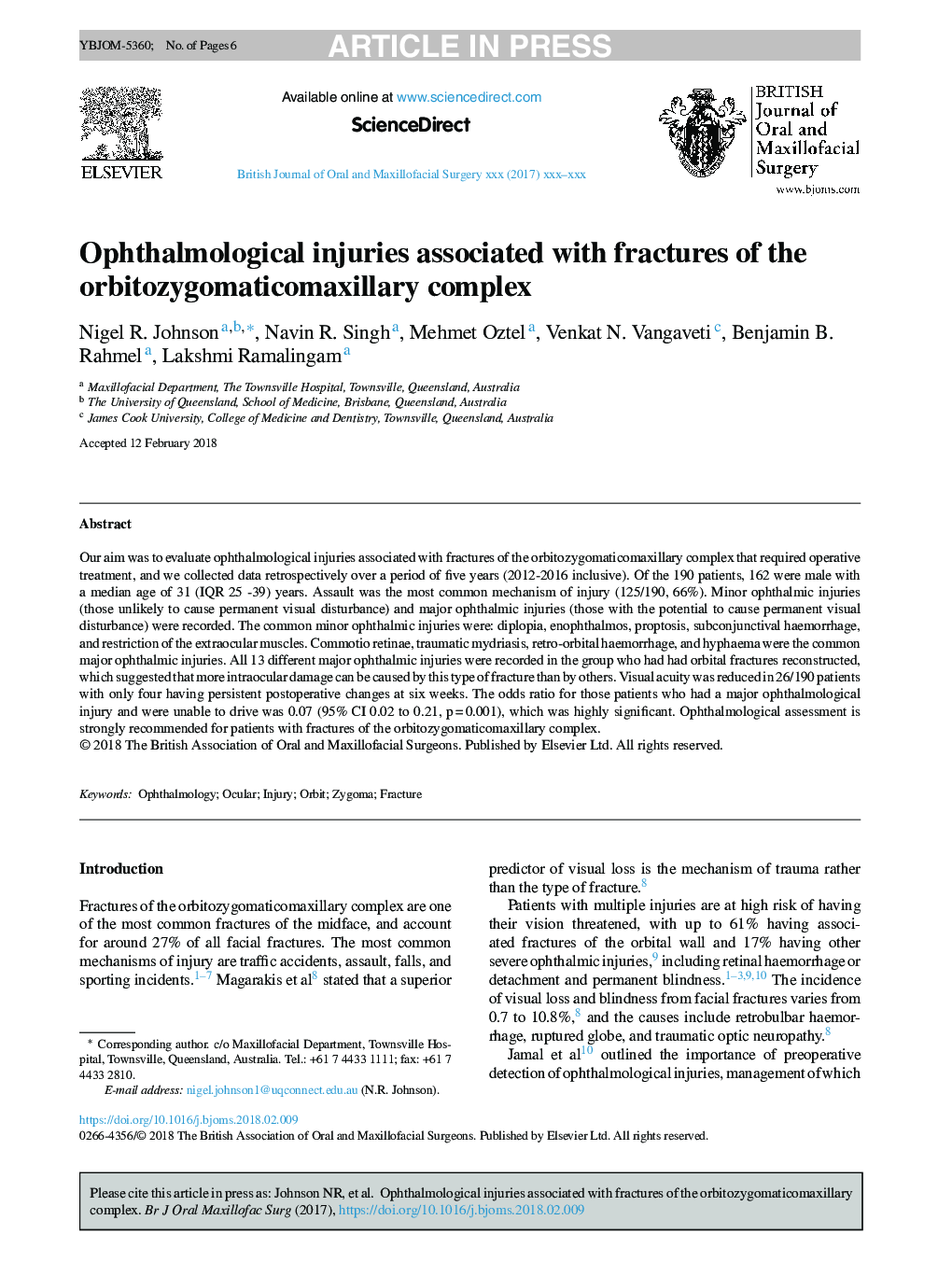 Ophthalmological injuries associated with fractures of the orbitozygomaticomaxillary complex