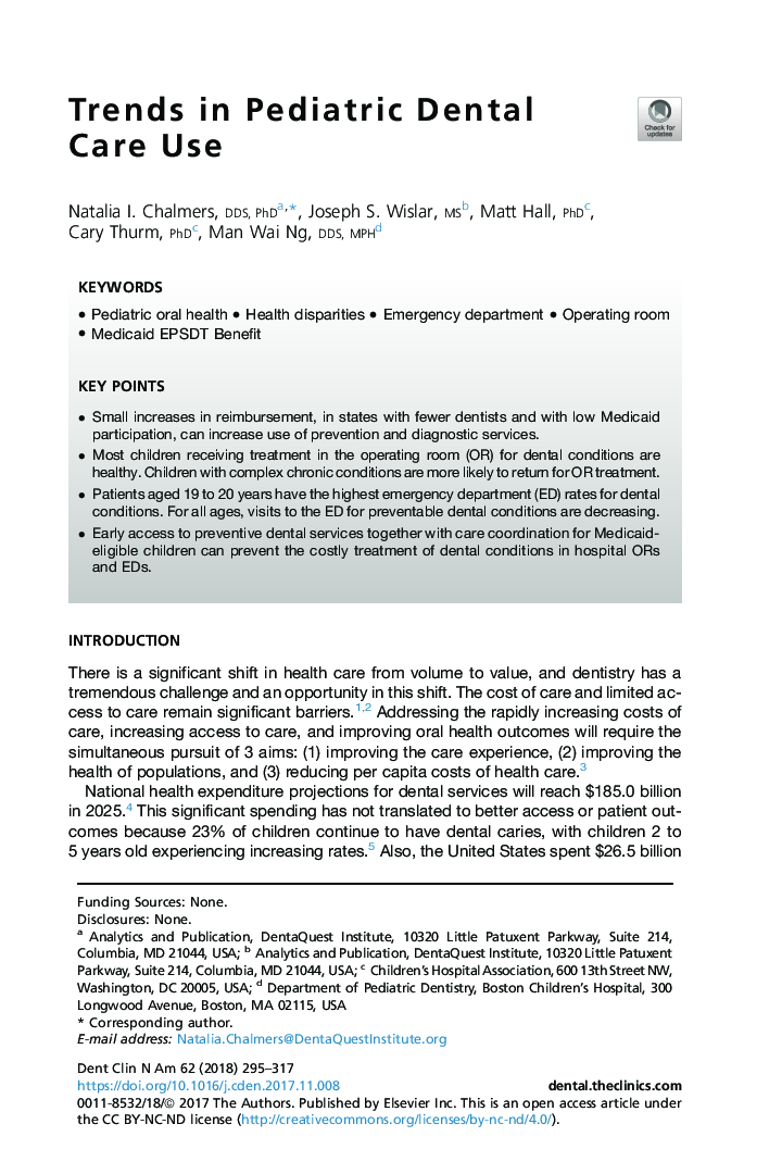 Trends in Pediatric Dental Care Use