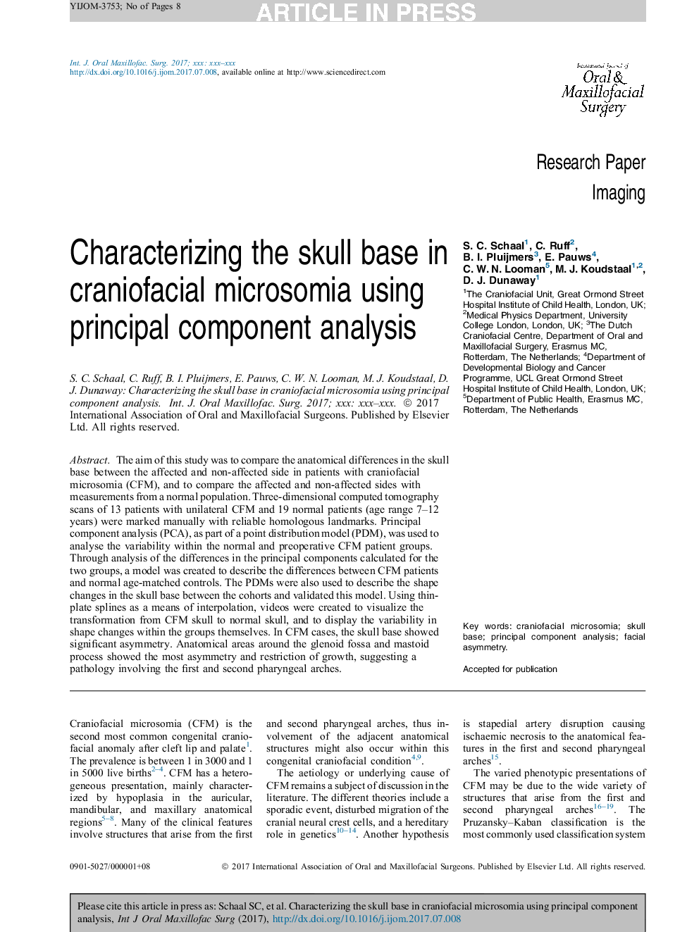 Characterizing the skull base in craniofacial microsomia using principal component analysis