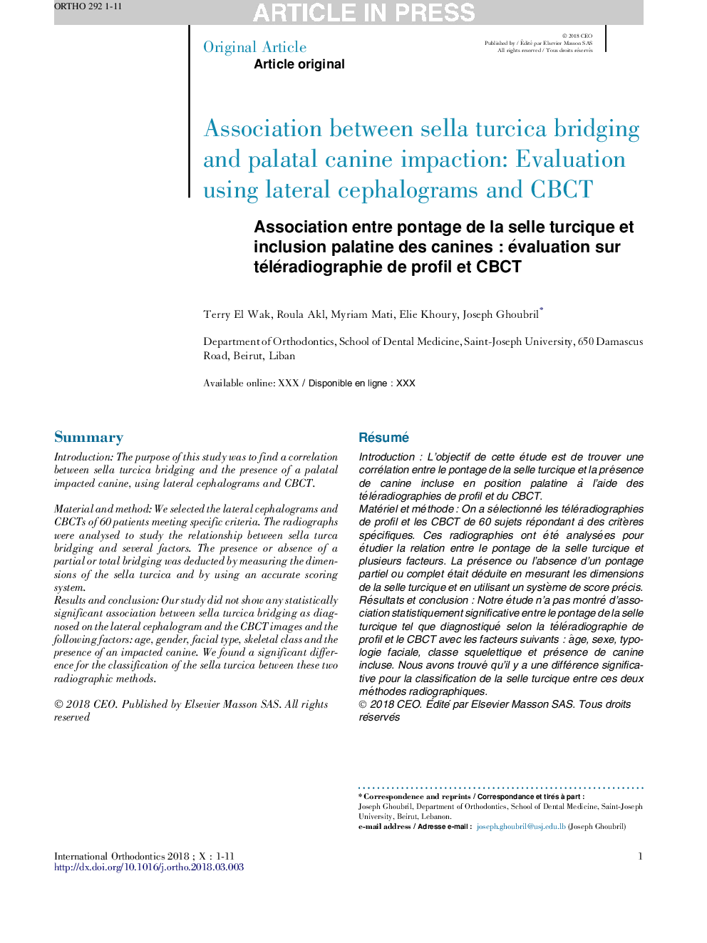 Association between sella turcica bridging and palatal canine impaction: Evaluation using lateral cephalograms and CBCT