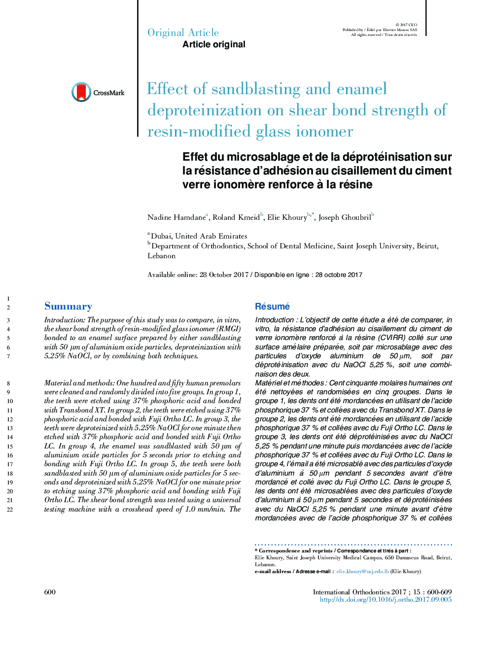 Effect of sandblasting and enamel deproteinization on shear bond strength of resin-modified glass ionomer