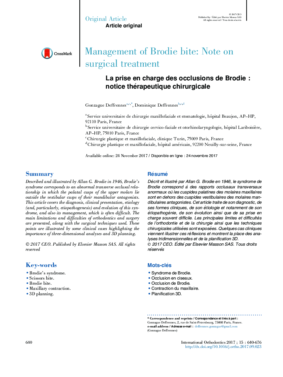 Management of Brodie bite: Note on surgical treatment